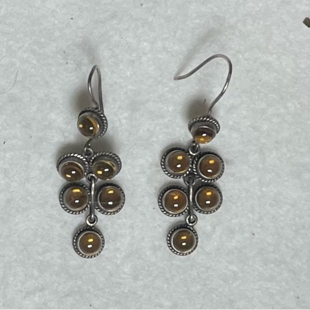 Elegant Sterling Silver and Citrine Dangle Earrings